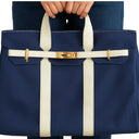 Canvas Boatkin Navy Tote w/ Gold Hardware