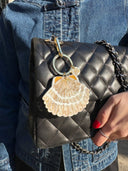 Hand-painted Seashell Bag Charm + Keychain | Eco-Friendly: Purple