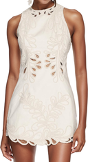 DR770Y Embroidered Sleeveless Dress with Scalloped Hem: Color as pictures / English / XS