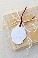 Oval Letterpress Gift Tags | Baroque Vintage Crest: French Blue