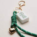 Mahjong Keychain with Heart Charm & Rope: GRN / ONE