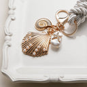 Gold Coastal Charm Keychain—Shell Pearl Starfish: GD / ONE