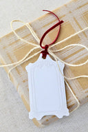 Rectangle Letterpress Gift Tags | Baroque Vintage Crest: French Blue