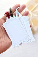 Rectangle Letterpress Gift Tags | Baroque Vintage Crest: French Blue