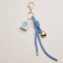 Mahjong Keychain with Heart Charm & Rope: GRN / ONE
