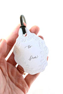 Oval Letterpress Gift Tags | Baroque Vintage Crest: French Blue