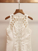 DR770Y Embroidered Sleeveless Dress with Scalloped Hem: Color as pictures / English / S