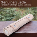Travel Backgammon Roll-up Portable Leather Suede Game Set: Cream