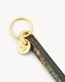 Bar Keychain in Green Tortoise - Gold