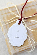 Oval Letterpress Gift Tags | Baroque Vintage Crest: French Blue