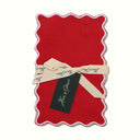 Red and White Linen Rectangle Cocktail Napkins