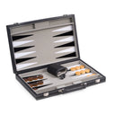 BeyBerk International 15" Black Leatherette Backgammon Set