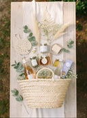 Handwoven Straw Basket Gift Hamper with Natural Handles