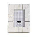 MARBLE PHOTO FRAME 4X6" W/BRASS INLAY OPAL WHITE