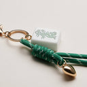 Mahjong Keychain with Heart Charm & Rope: GRN / ONE