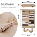 Travel Backgammon Roll-up Portable Leather Suede Game Set: Cream