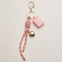 Mahjong Keychain with Heart Charm & Rope: GRN / ONE