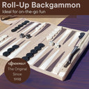 Travel Backgammon Roll-up Portable Leather Suede Game Set: Cream