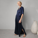 Washable Silk High Rise Pant Set: Deep Blue / S