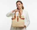 Handwoven Palm Leaf Beach Bag with Leather Handles
