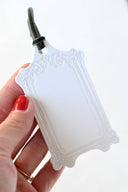 Rectangle Letterpress Gift Tags | Baroque Vintage Crest: French Blue