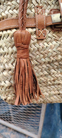 Straw Beach Tote Bag with Leather Handles: Small
