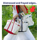 Canvas Tote Bag w/ Gold Buckle Hardware - Navy Trim  