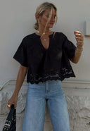 Kala Short Sleeve Blouse in Black
