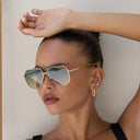 Logan ( NEW ) Acetate Aviator Unisex Sunglasses: Gold / Fade Green