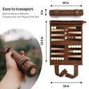 Travel Backgammon Roll-up Portable Leather Suede Game Set: Mocha
