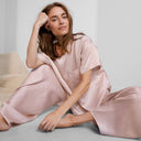 Washable Silk Tee Pant Set: Delicate Pink / XS