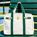 Canvas Boatkin Bag w/ Gold Buckle Hardware - Green Trim