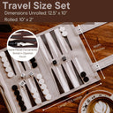 Travel Backgammon Roll-up Portable Leather Suede Game Set: Cream