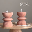 Geometric Pillar Candle - Nude