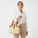 Handwoven Palm Leaf Beach Bag with Leather Handles