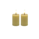 2 pc Set Champagne Flameless Pillar Candle - Champagne