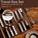Travel Backgammon Roll-up Portable Leather Suede Game Set: Cream