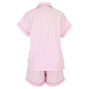 Pink Seersucker-Pink Short Sleeve Shorty Pajamas