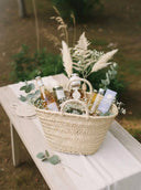 Handwoven Straw Basket Gift Hamper with Natural Handles
