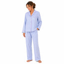 Blue Seersucker-Pink  Long Sleeve Pajamas