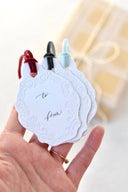 Oval Letterpress Gift Tags | Baroque Vintage Crest: French Blue