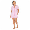 Pink Seersucker-Pink Short Sleeve Shorty Pajamas
