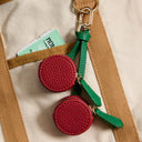 Cherry-Inspired Leather Charm with Dual Zippered Compartments: RD / ONE