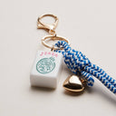 Mahjong Keychain with Heart Charm & Rope: GRN / ONE
