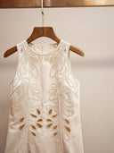 DR770Y Embroidered Sleeveless Dress with Scalloped Hem: Color as pictures / English / S