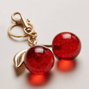 Glossy Cherry Keychain Charm — Red Gold: RD / ONE