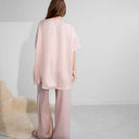 Washable Silk Tee Pant Set: Delicate Pink / S