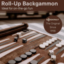 Travel Backgammon Roll-up Portable Leather Suede Game Set: Cream