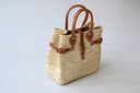 Handwoven Palm Leaf Beach Bag with Leather Handles