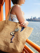 Hand-painted Seashell Bag Charm + Keychain | Eco-Friendly: Purple